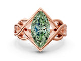 Rose gold Fancy Green Marquise Cut Solitaire Intertwined Band Prong Setting Ring_6