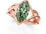 Rose gold Fancy Green Marquise Cut Solitaire Intertwined Band Prong Setting Ring_7