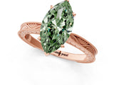 Rose gold Fancy Green Marquise Cut Solitaire Milgrain Engraved Band with Four-Prong Setting_1