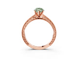 Rose gold Fancy Green Marquise Cut Solitaire Milgrain Engraved Band with Four-Prong Setting_3