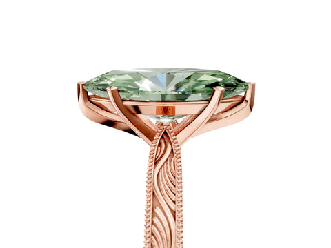 Rose gold Fancy Green Marquise Cut Solitaire Milgrain Engraved Band with Four-Prong Setting_5