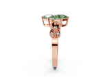 Rose gold Fancy Green Marquise Cut Solitaire Milgrain Leaf Band with Prong Setting_2