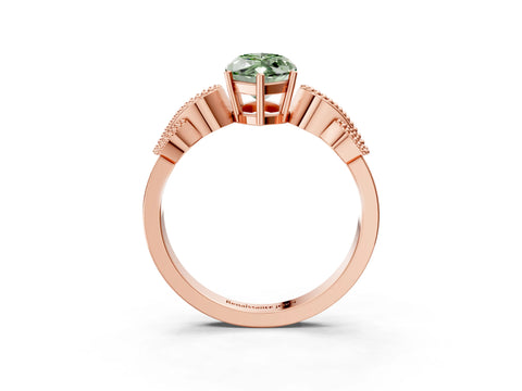 Rose gold Fancy Green Marquise Cut Solitaire Milgrain Leaf Band with Prong Setting_3
