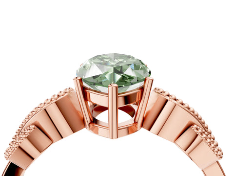 Rose gold Fancy Green Marquise Cut Solitaire Milgrain Leaf Band with Prong Setting_4