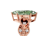 Rose gold Fancy Green Marquise Cut Solitaire Milgrain Leaf Band with Prong Setting_5
