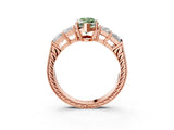 Rose gold Fancy Green Marquise Cut Solitaire Princess Side Stone Engraved Band Prong Setting Ring_3