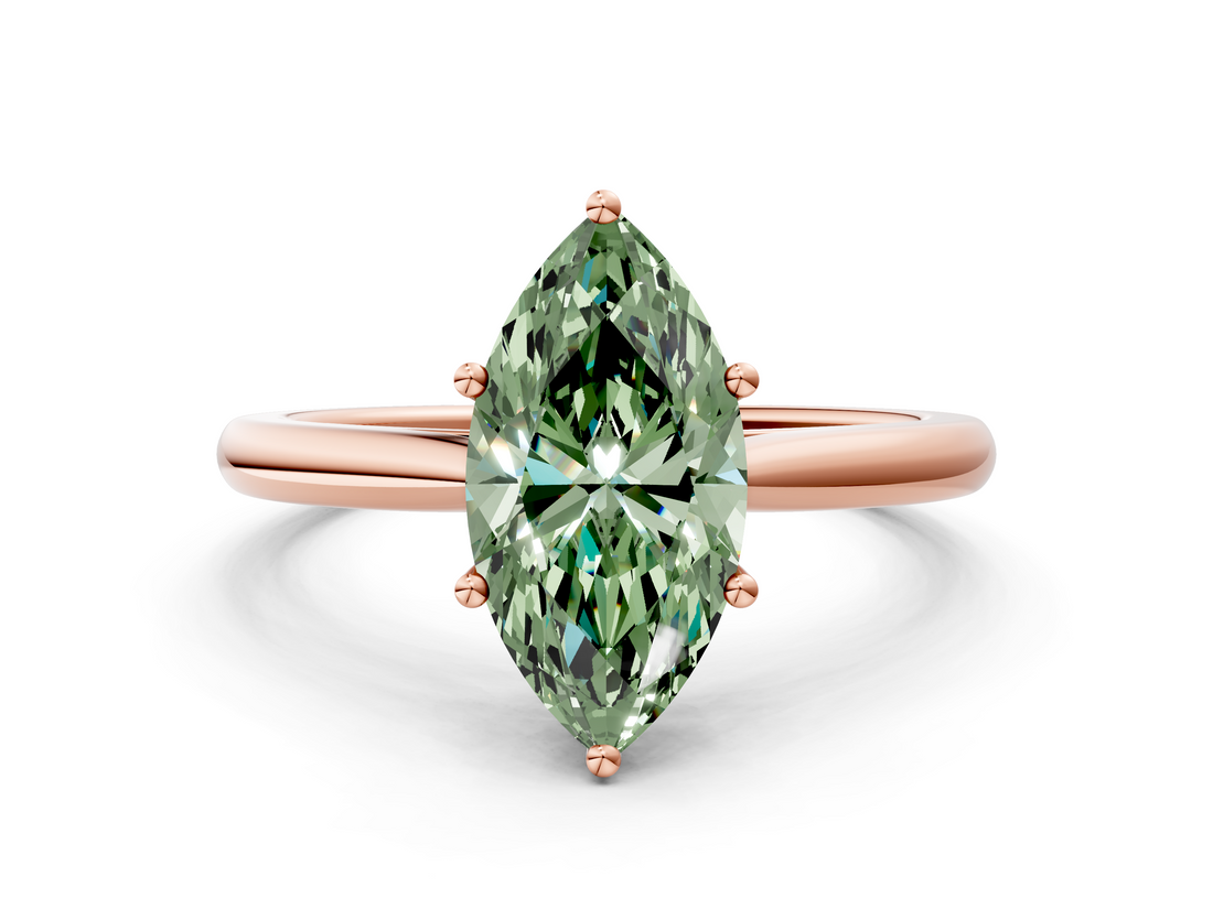 Rose gold Fancy Green Marquise  Cut Solitaire Ring with Cathedral Band and Four-Prong Setting_65