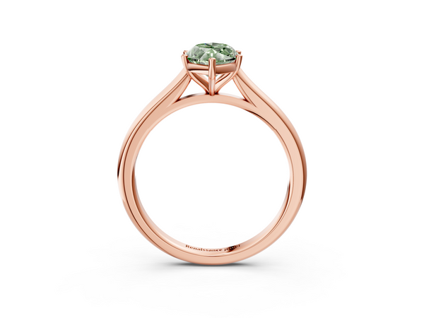 Rose gold Fancy Green Marquise  Cut Solitaire Ring with Cathedral Band and Four-Prong Setting