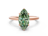 Rose gold Fancy Green Marquise  Cut Solitaire Ring with Thin Band and Four-Prong Setting_16