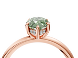 Rose gold Fancy Green Marquise  Cut Solitaire Ring with Thin Band and Four-Prong Setting_20