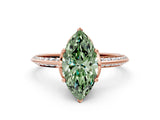 Rose gold Fancy Green Marquise Cut Solitaire Split Shank Pave Diamond Engagement Ring with Four-Prong Setting_12