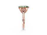 Rose gold Fancy Green Marquise Cut Solitaire Split Shank Pave Diamond Engagement Ring with Four-Prong Setting_14