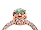 Rose gold Fancy Green Marquise Cut Solitaire Split Shank Pave Diamond Engagement Ring with Four-Prong Setting_16