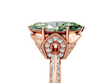 Rose gold Fancy Green Marquise Cut Solitaire Split Shank Pave Diamond Engagement Ring with Four-Prong Setting_17