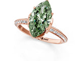 Rose gold Fancy Green Marquise Cut Solitaire Split Shank Pave Diamond Engagement Ring with Four-Prong Setting_37