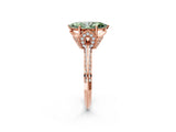 Rose gold Fancy Green Marquise Cut Solitaire Split Shank Pave Diamond Engagement Ring with Four-Prong Setting_38