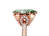 Rose gold Fancy Green Marquise Cut Solitaire Split Shank Pave Diamond Engagement Ring with Four-Prong Setting_41