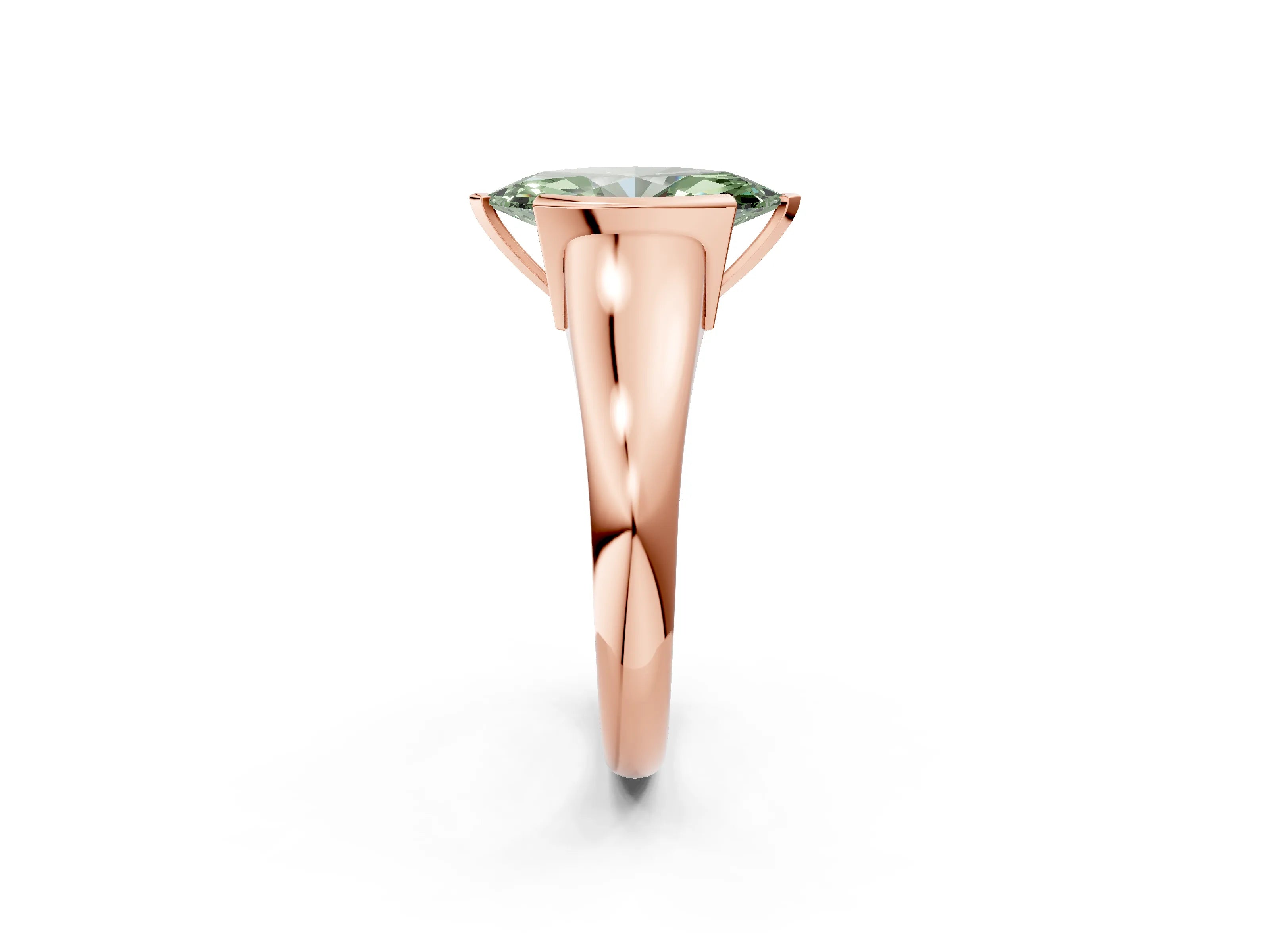 Rose gold Fancy Green Marquise Cut Solitaire Tension Set Diamond Ring with Split Shank Band_2