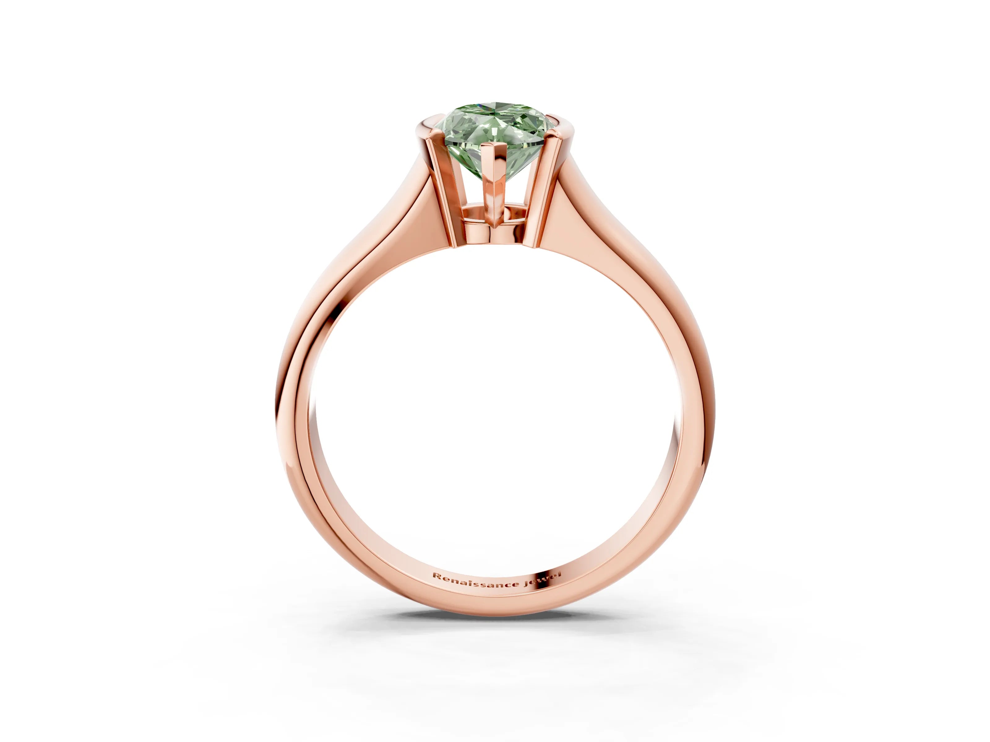 Rose gold Fancy Green Marquise Cut Solitaire Tension Set Diamond Ring with Split Shank Band_3