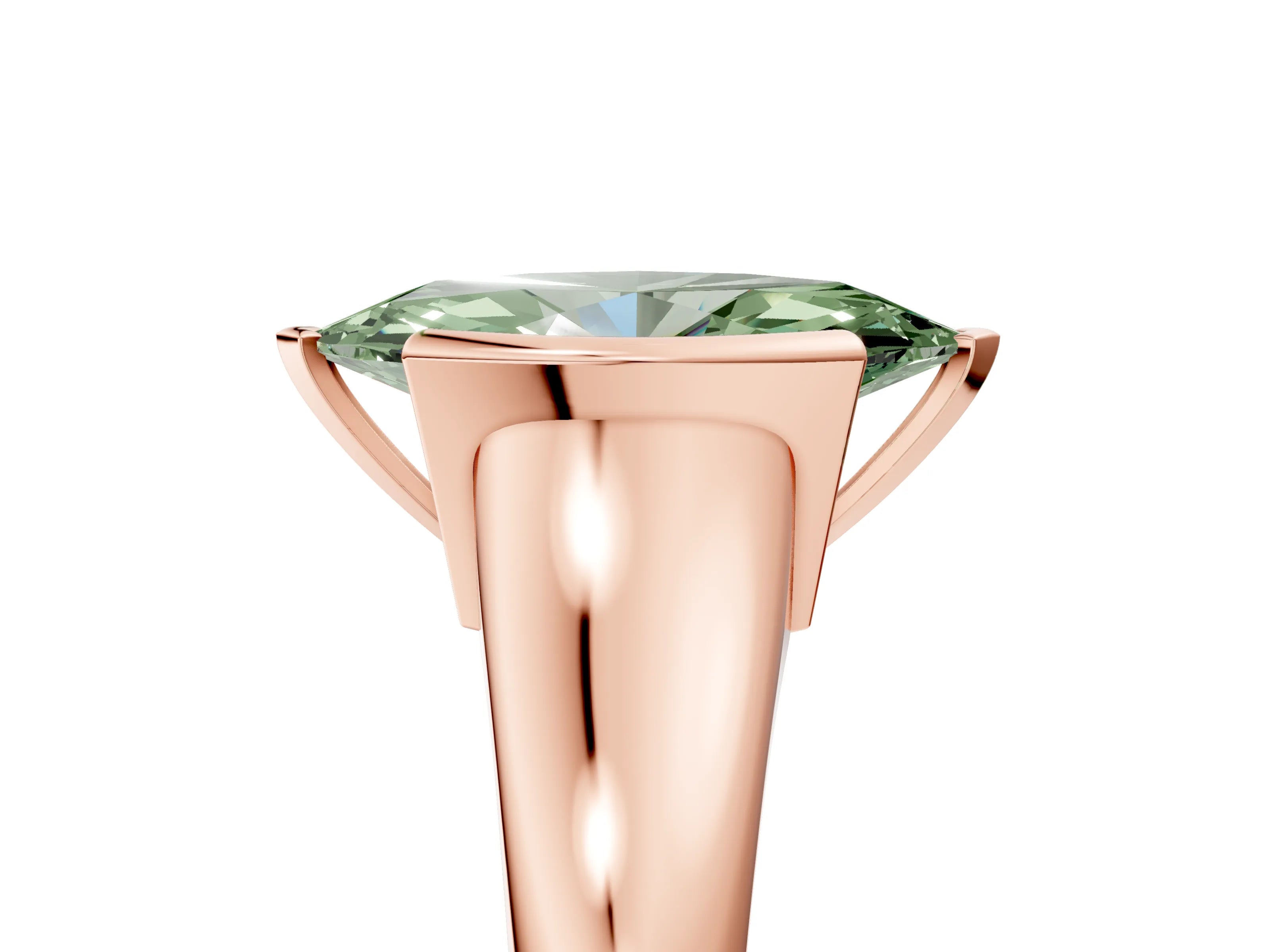 Rose gold Fancy Green Marquise Cut Solitaire Tension Set Diamond Ring with Split Shank Band_5