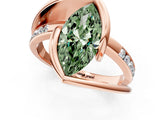 Rose gold Fancy Green Marquise Cut Solitaire Tension-Set Diamond Split Shank Ring_1