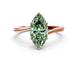 Rose gold Fancy Green Marquise  Cut Solitaire Twist Band Ring with Four-Prong Setting_20