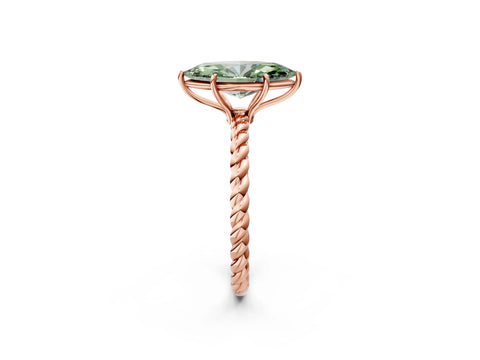 Rose gold Fancy Green Marquise Cut Solitaire Twisted Band 4-Prong Ring_2