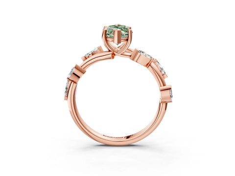 Rose gold Fancy Green Marquise Cut Solitaire Twisted Band Marquise Accent Prong Setting Ring_3