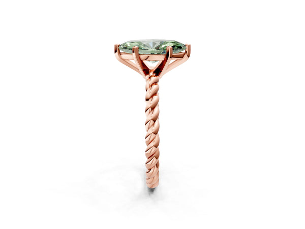 Rose gold Fancy Green Marquise  Cut Solitaire Twisted Band with Four-Prong Setting