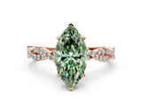 Rose gold Fancy Green Marquise Cut Solitaire Twisted Pave Band with Four-Prong Setting_3