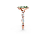 Rose gold Fancy Green Marquise Cut Solitaire Twisted Pave Band with Four-Prong Setting_5