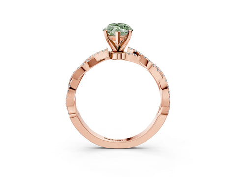 Rose gold Fancy Green Marquise Cut Solitaire Twisted Pave Band with Four-Prong Setting_6