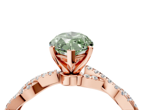 Rose gold Fancy Green Marquise Cut Solitaire Twisted Pave Band with Four-Prong Setting_7