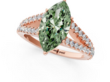 Rose gold Fancy Green Marquise  Cut Split Shank Pave Diamond Engagement Ring with Four-Prong Setting_25