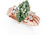 Rose gold Fancy Green Marquise  Cut Three-Stone Channel Set Ring with Bar Prongs_60