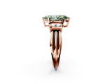 Rose gold Fancy Green Marquise  Cut Three-Stone Channel Set Ring with Bar Prongs_61