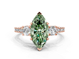 Rose gold Fancy Green Marquise  Cut Three-Stone Diamond Pavé Band with Prong Setting_17