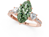 Rose gold Fancy Green Marquise  Cut Three-Stone Diamond Pavé Band with Prong Setting_18