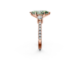 Rose gold Fancy Green Marquise  Cut Three-Stone Diamond Pavé Band with Prong Setting_19