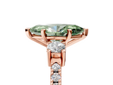 Rose gold Fancy Green Marquise  Cut Three-Stone Diamond Pavé Band with Prong Setting_22