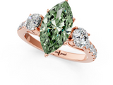 Rose gold Fancy Green Marquise  Cut Three-Stone Diamond Pave Band with Prong Setting_38