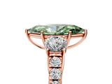 Rose gold Fancy Green Marquise  Cut Three-Stone Diamond Pave Band with Prong Setting_42