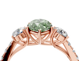 Rose gold Fancy Green Marquise  Cut Three-Stone Diamond Pave Band with Prong Setting_48