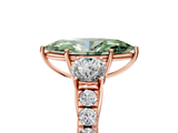 Rose gold Fancy Green Marquise  Cut Three-Stone Diamond Pave Band with Prong Setting_49
