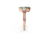 Rose gold Fancy Green Marquise Cut Three-Stone Diamond Ring with Pavé Band and Four-Prong Setting_2