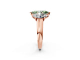 Rose gold Fancy Green Marquise Cut Three-Stone Diamond Ring with Prong Setting on a Classic Band_14