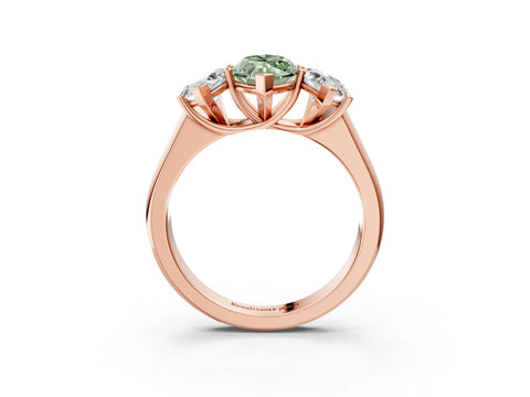 Rose gold Fancy Green Marquise Cut Three-Stone Diamond Ring with Prong Setting on a Classic Band_3