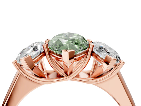 Rose gold Fancy Green Marquise Cut Three-Stone Diamond Ring with Prong Setting on a Classic Band_4