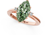 Rose gold Fancy Green Marquise  Cut Three-Stone Solitaire Ring with Round Accent Diamonds and Four-Prong Setting_21