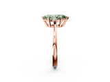 Rose gold Fancy Green Marquise  Cut Three-Stone Solitaire Ring with Round Accent Diamonds and Four-Prong Setting_22